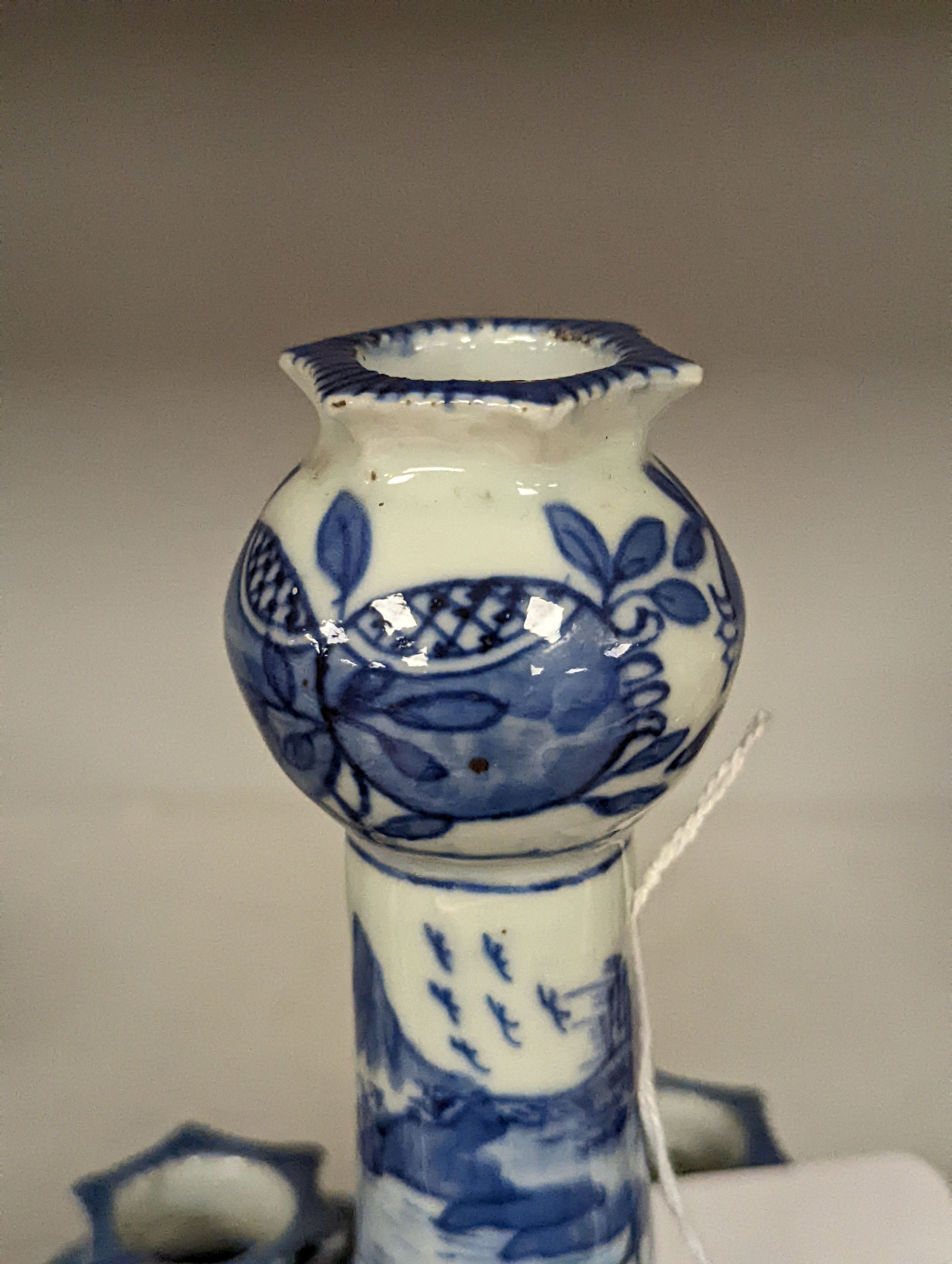 A 19th century Chinese blue and white tulip vase, painted with the pavilion of Prince Teng - 24cm high